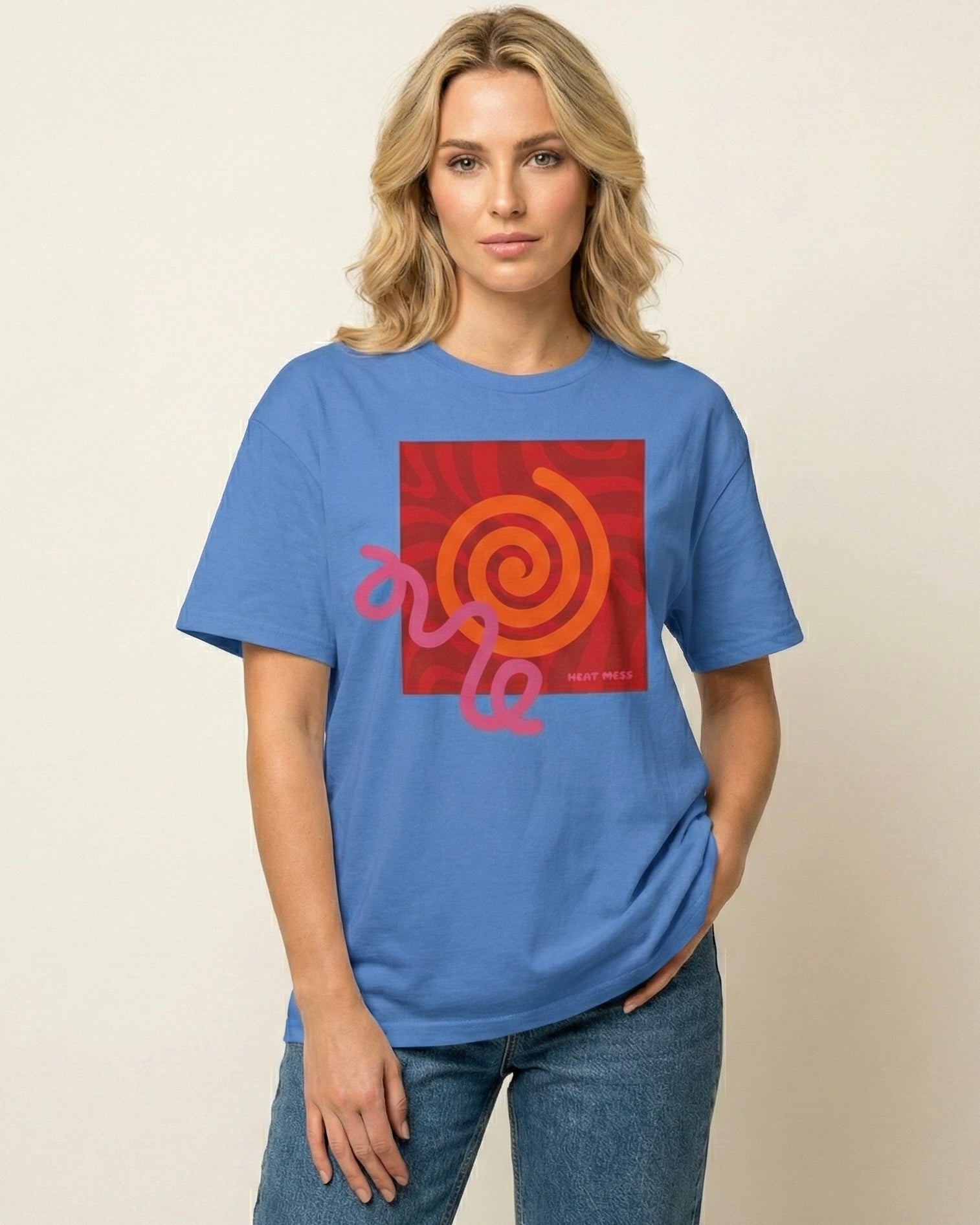 Orange & Pink Abstract Design T-Shirt - Heat Mess