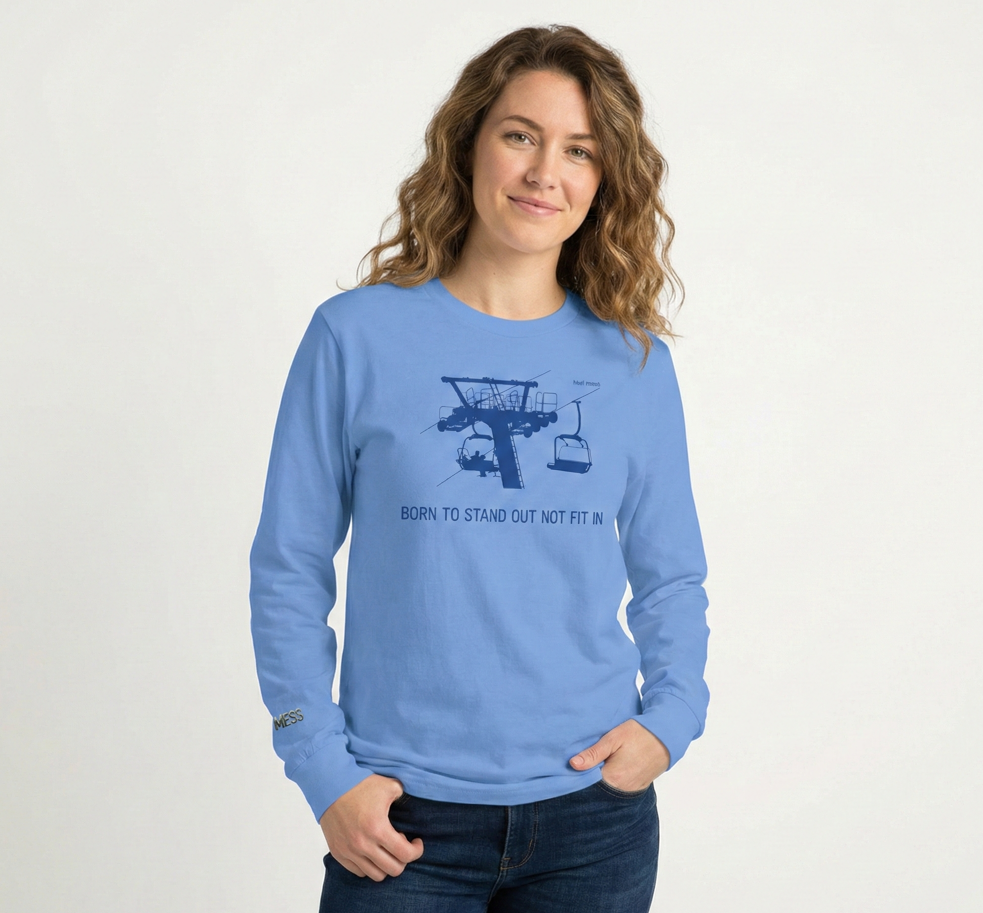 Long Sleeve 'Born to Stand Out' Ski T-Shirt - Heat Mess