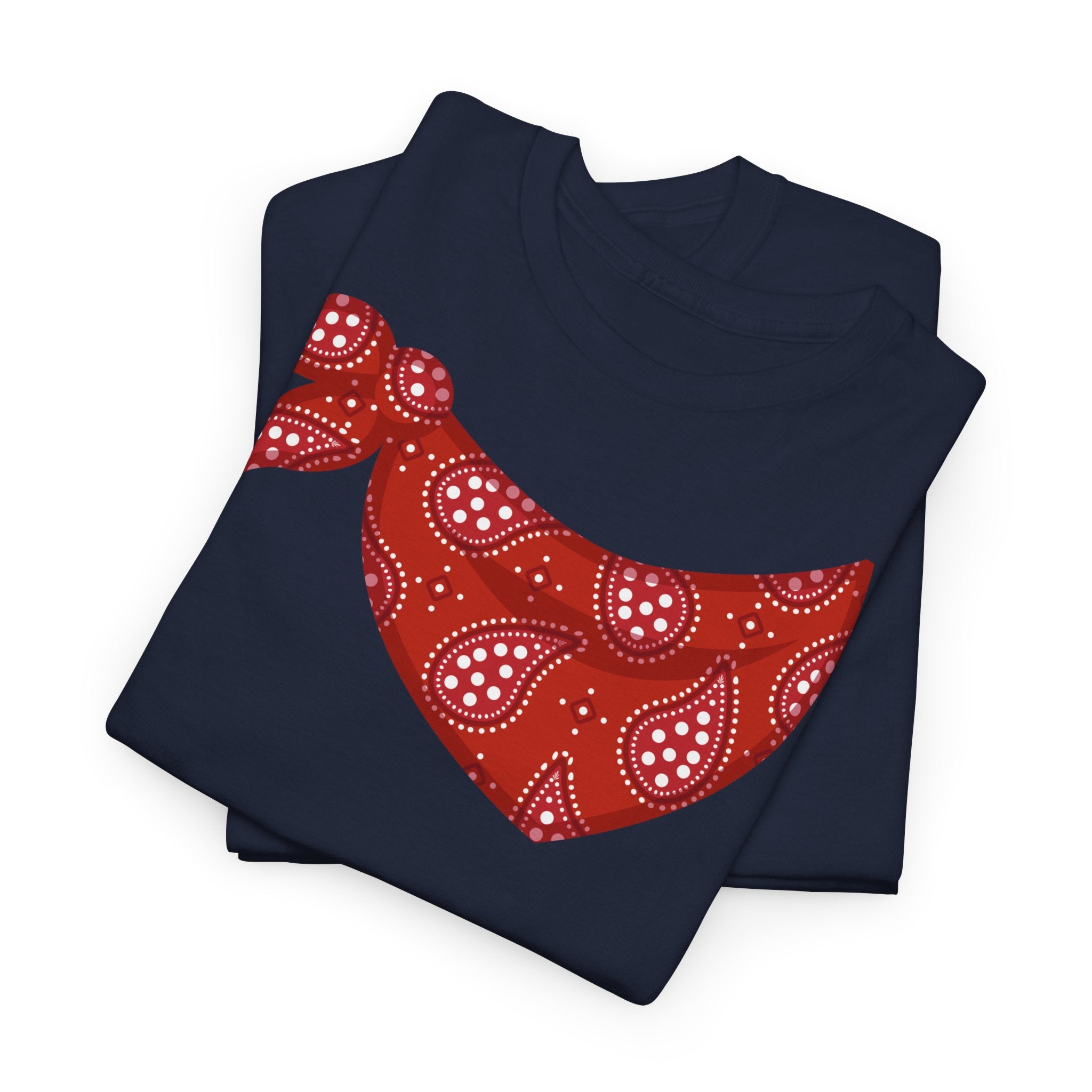 Bandana Red Paisley Neck Scarf T-Shirt - Heat Mess