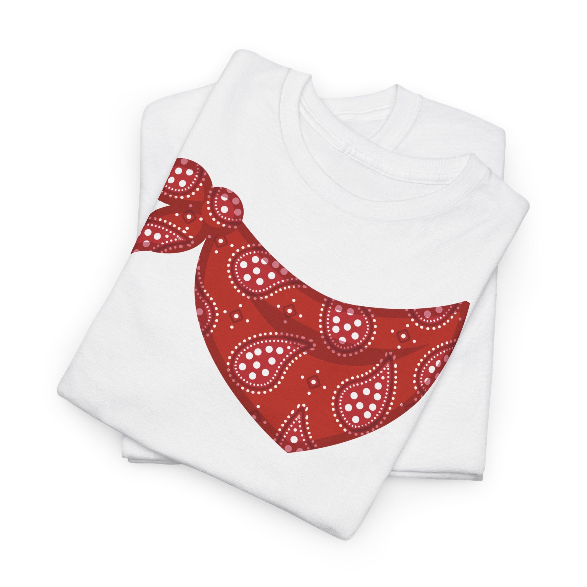 Bandana Red Paisley Neck Scarf T-Shirt - Heat Mess