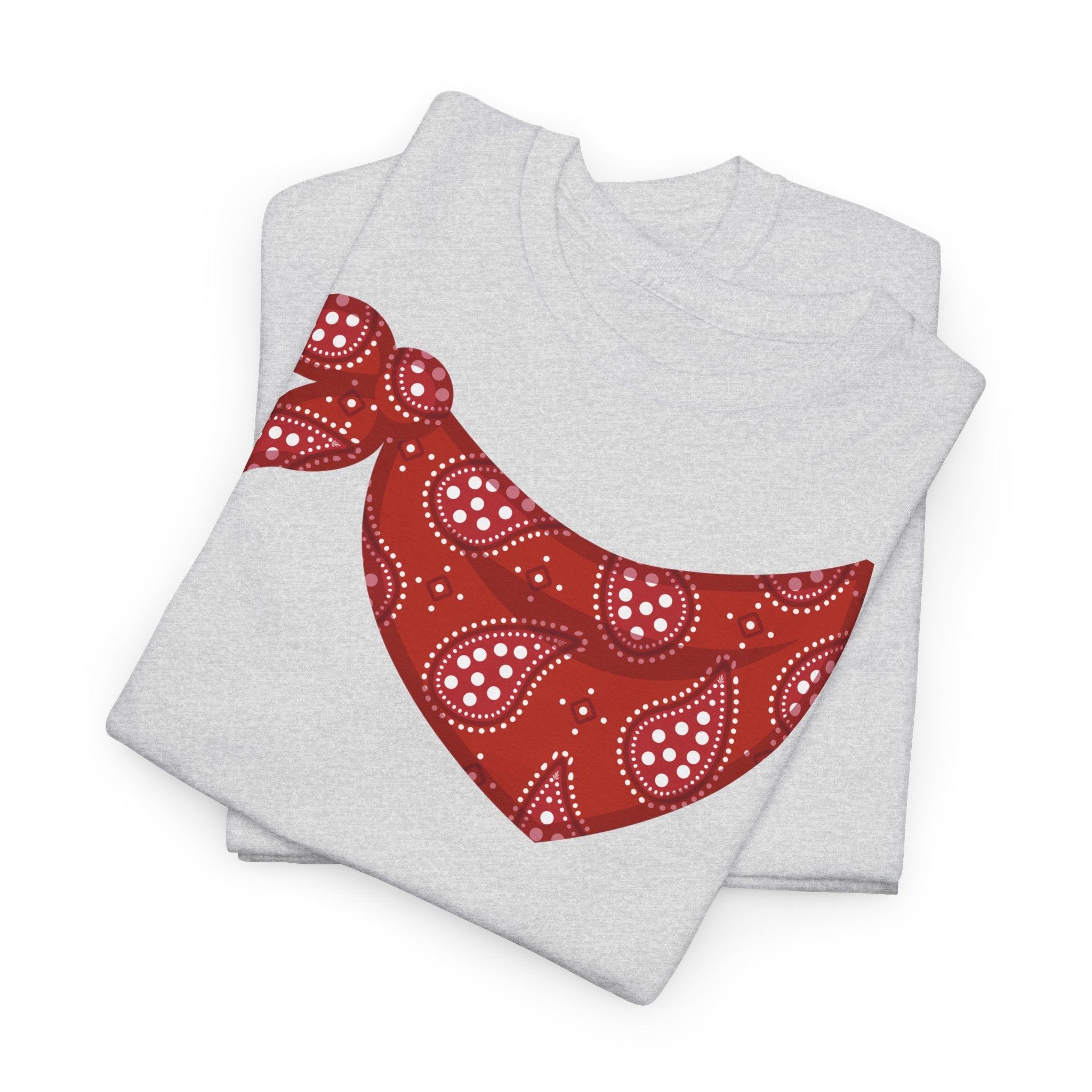 Bandana Red Paisley Neck Scarf T-Shirt - Heat Mess