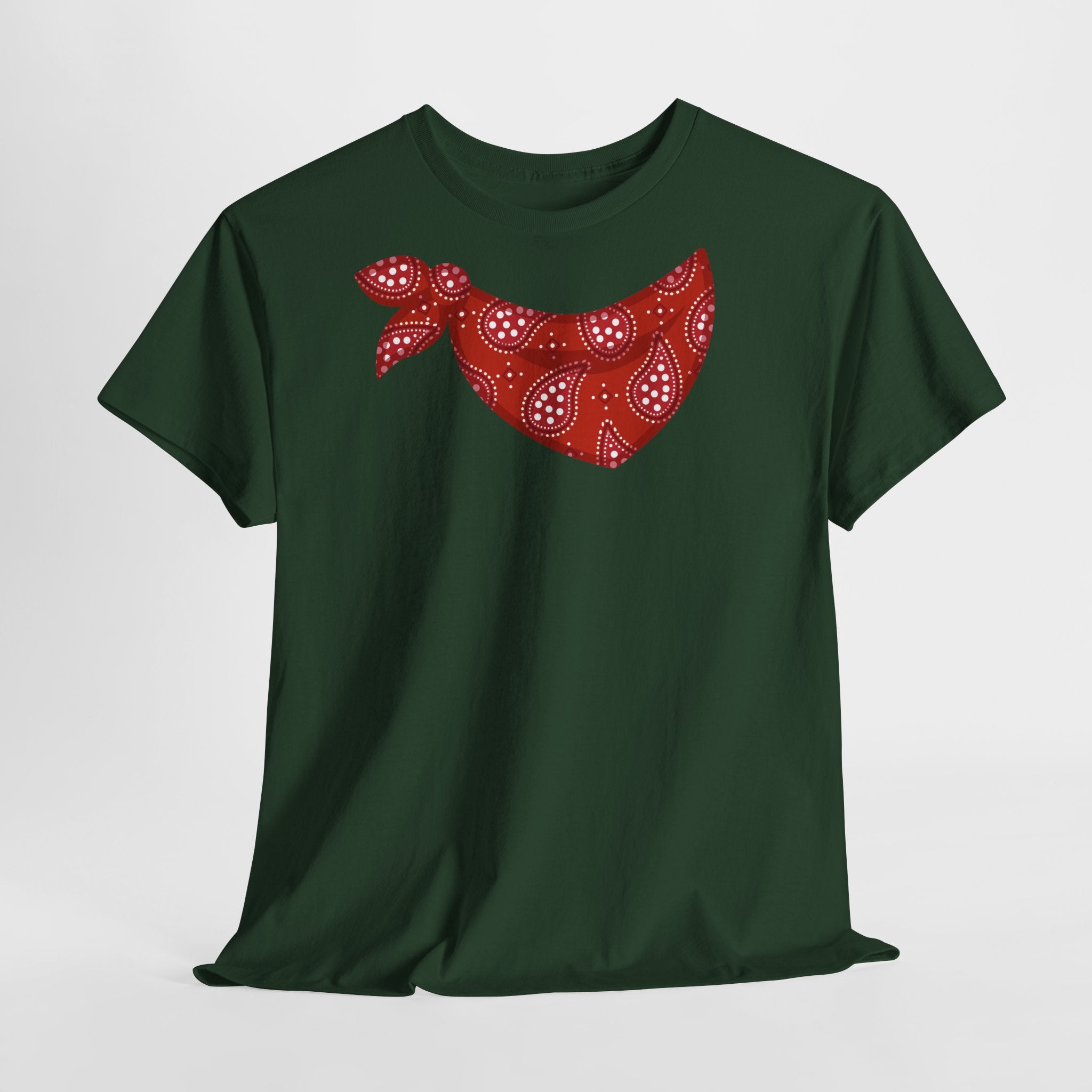 Bandana Red Paisley Neck Scarf T-Shirt - Heat Mess