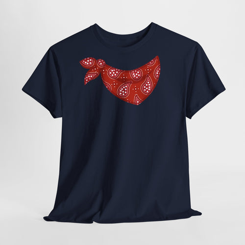 Bandana Red Paisley Neck Scarf T-Shirt - Heat Mess