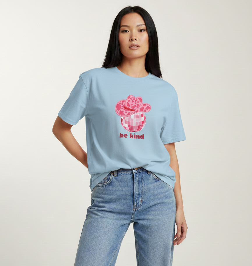 Be Kind Pink Disco Cowgirl T-Shirt - Heat Mess
