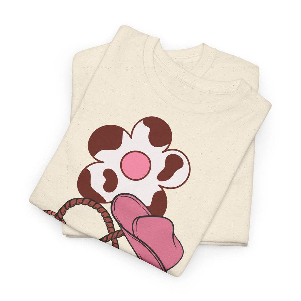 Cow Print Daisy & Cowboy Hat T-Shirt - Heat Mess
