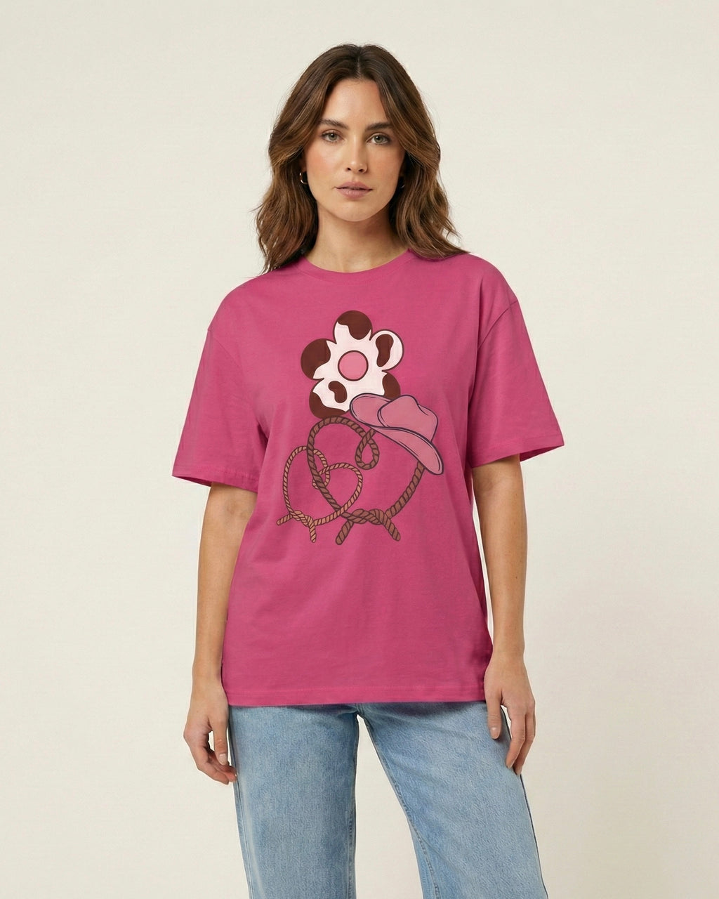Cow Print Daisy & Cowboy Hat T-Shirt - Heat Mess