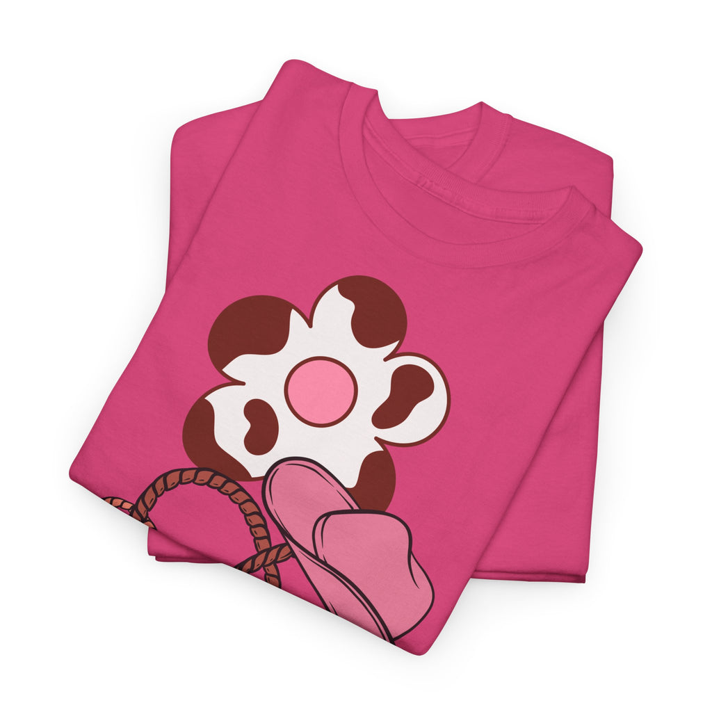 Cow Print Daisy & Cowboy Hat T-Shirt - Heat Mess