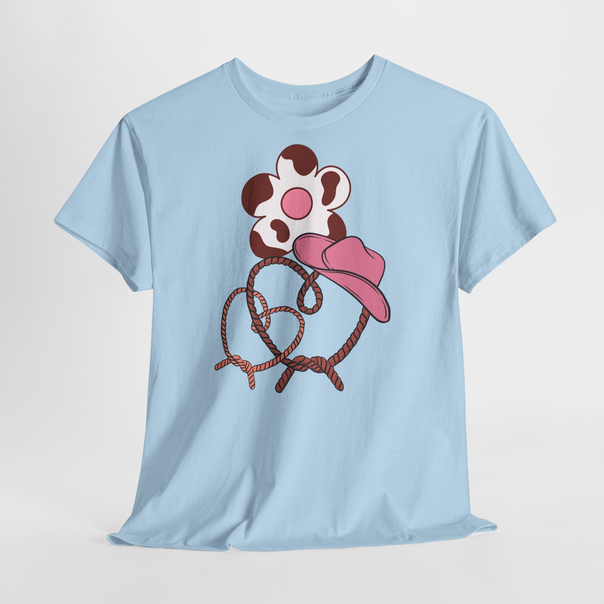 Cow Print Daisy & Cowboy Hat T-Shirt - Heat Mess