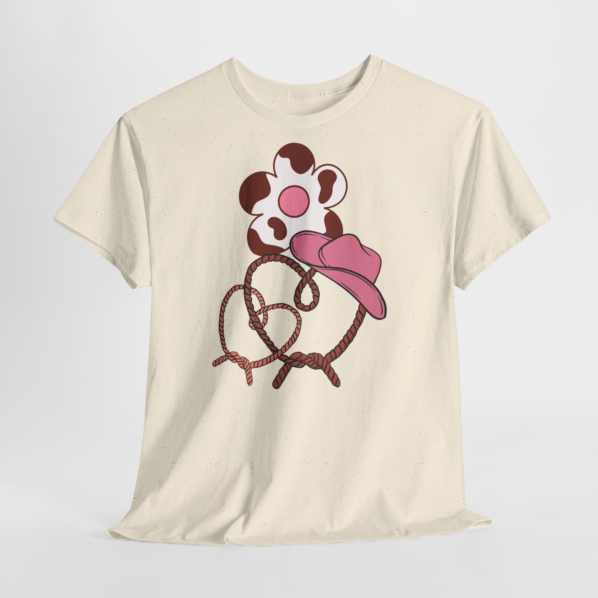 Cow Print Daisy & Cowboy Hat T-Shirt - Heat Mess