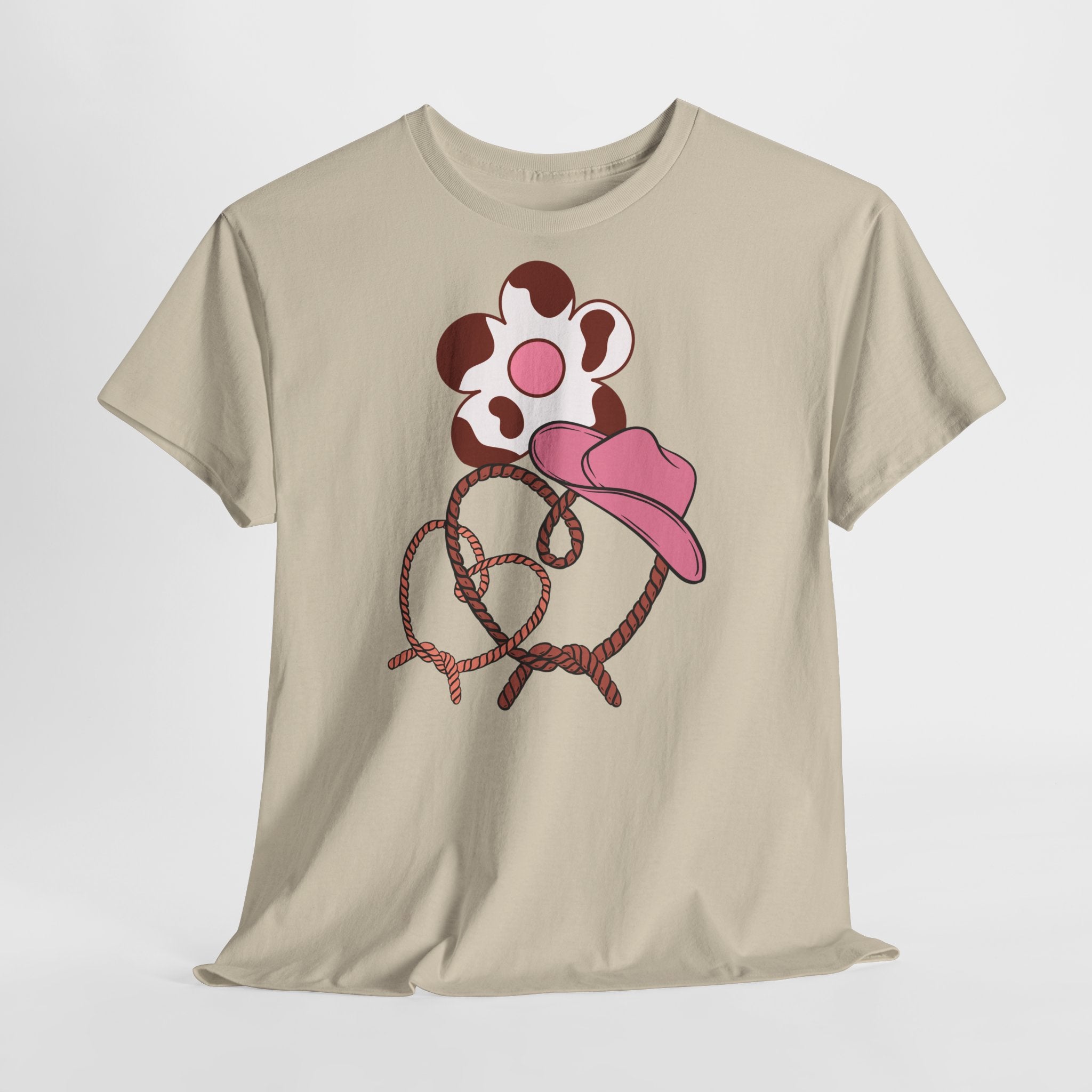 Cow Print Daisy & Cowboy Hat T-Shirt - Heat Mess