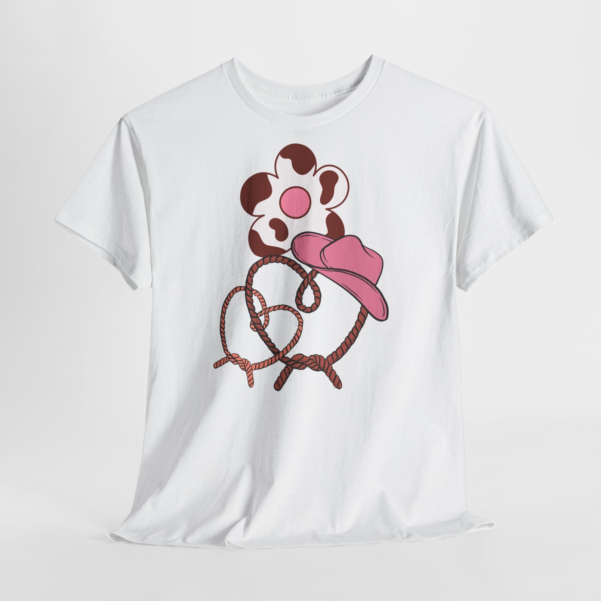 Cow Print Daisy & Cowboy Hat T-Shirt - Heat Mess