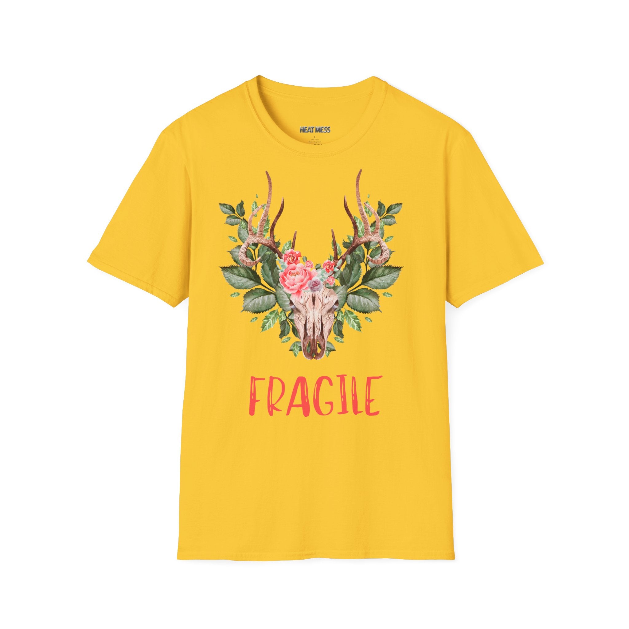 Floral Deer "Fragile" T‑Shirt - Heat Mess