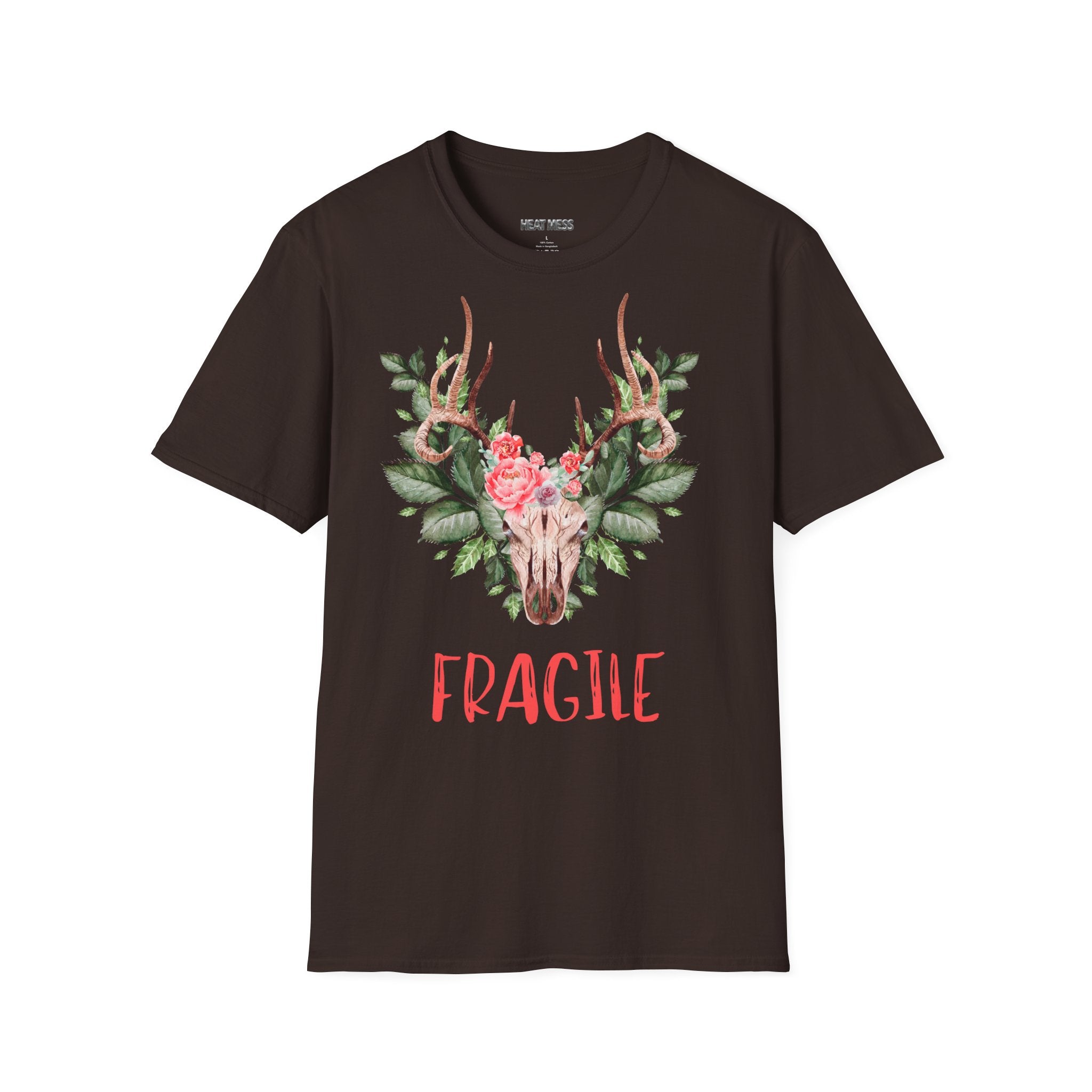 Floral Deer "Fragile" T‑Shirt - Heat Mess