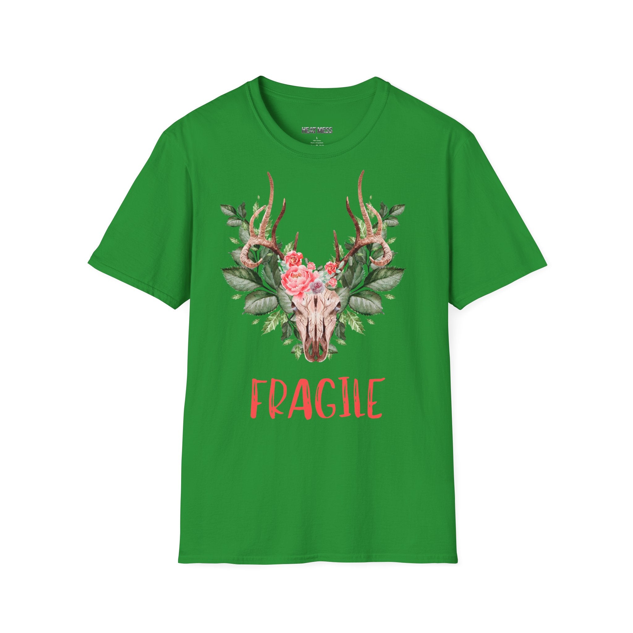 Floral Deer "Fragile" T‑Shirt - Heat Mess