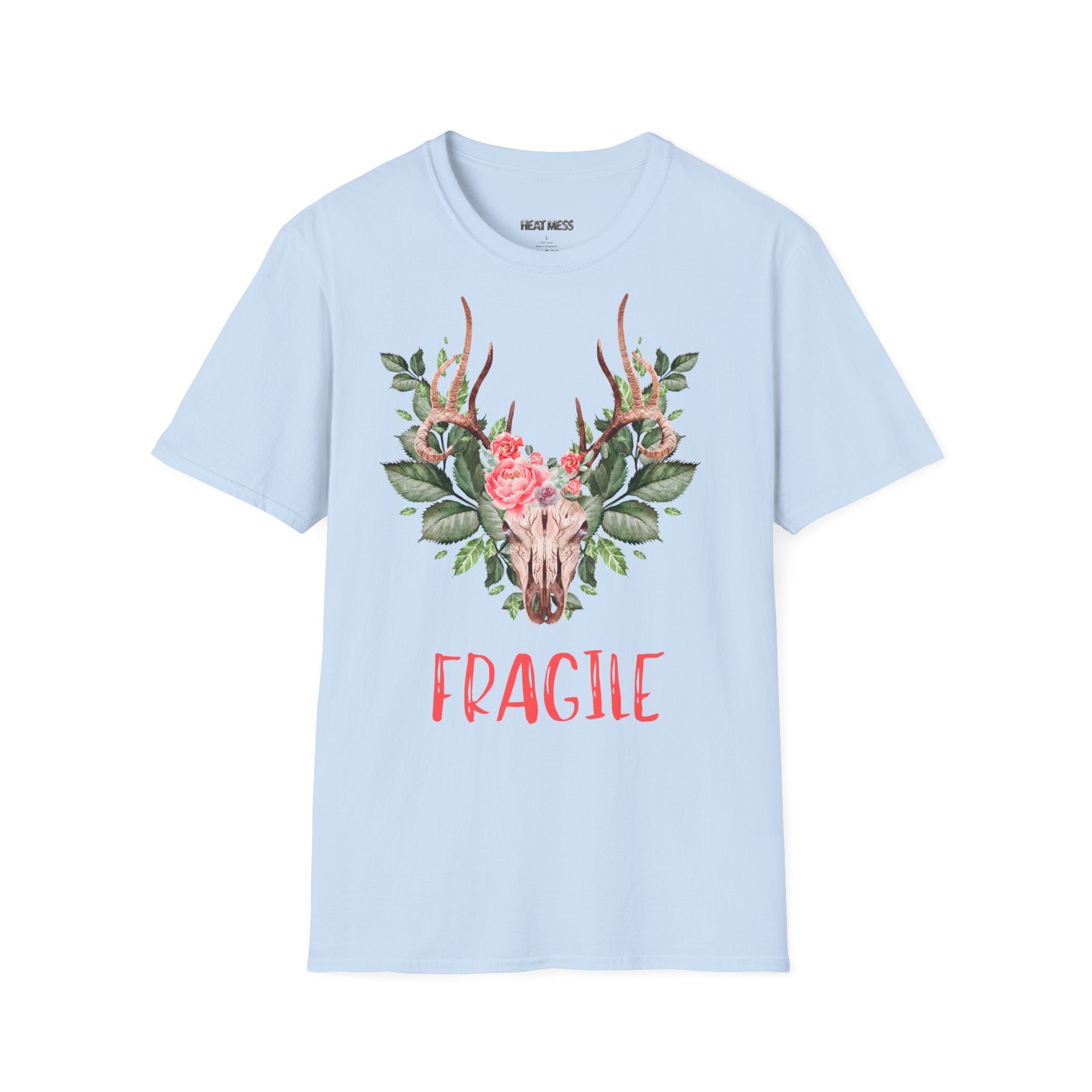 Floral Deer "Fragile" T‑Shirt - Heat Mess