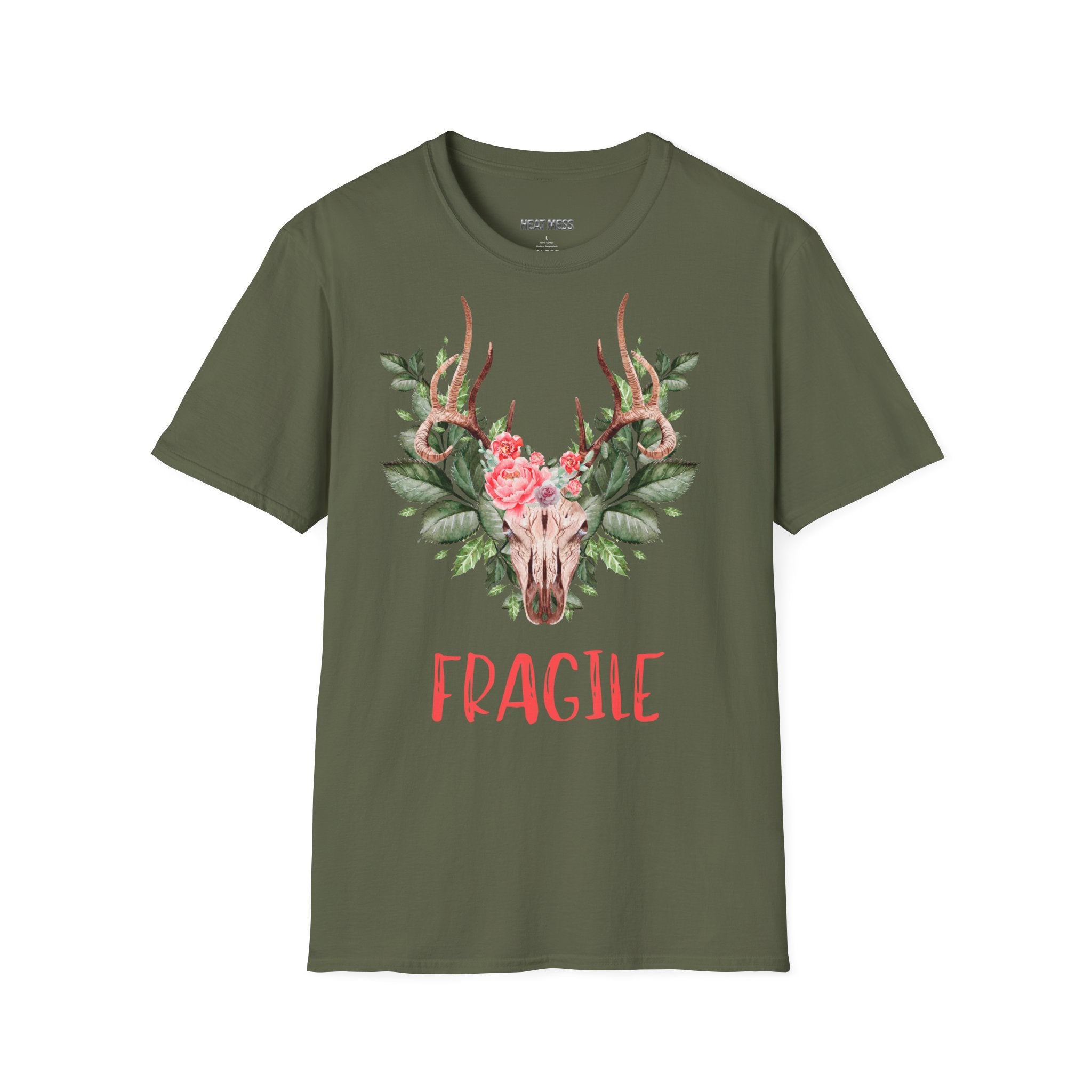 Floral Deer "Fragile" T‑Shirt - Heat Mess