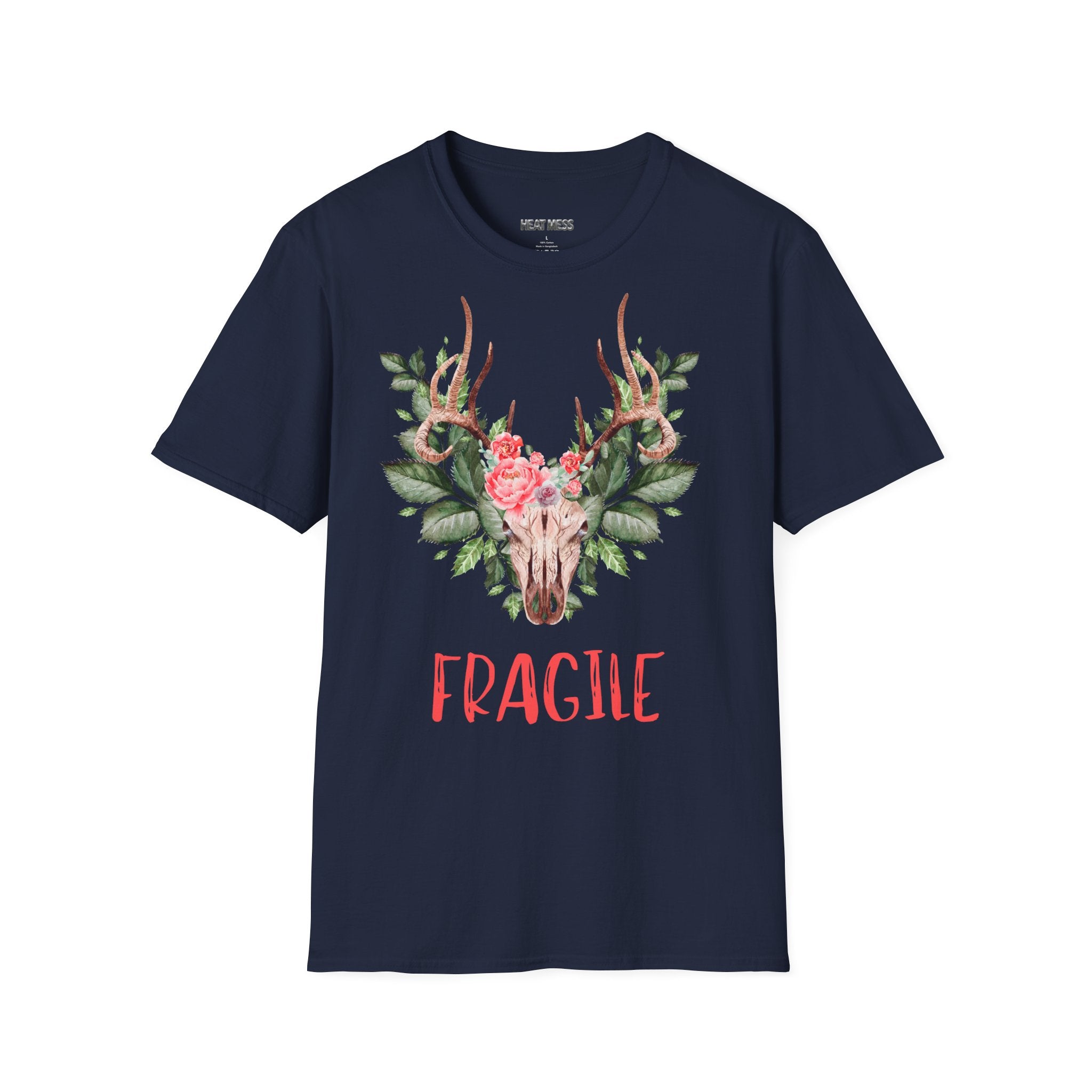 Floral Deer "Fragile" T‑Shirt - Heat Mess