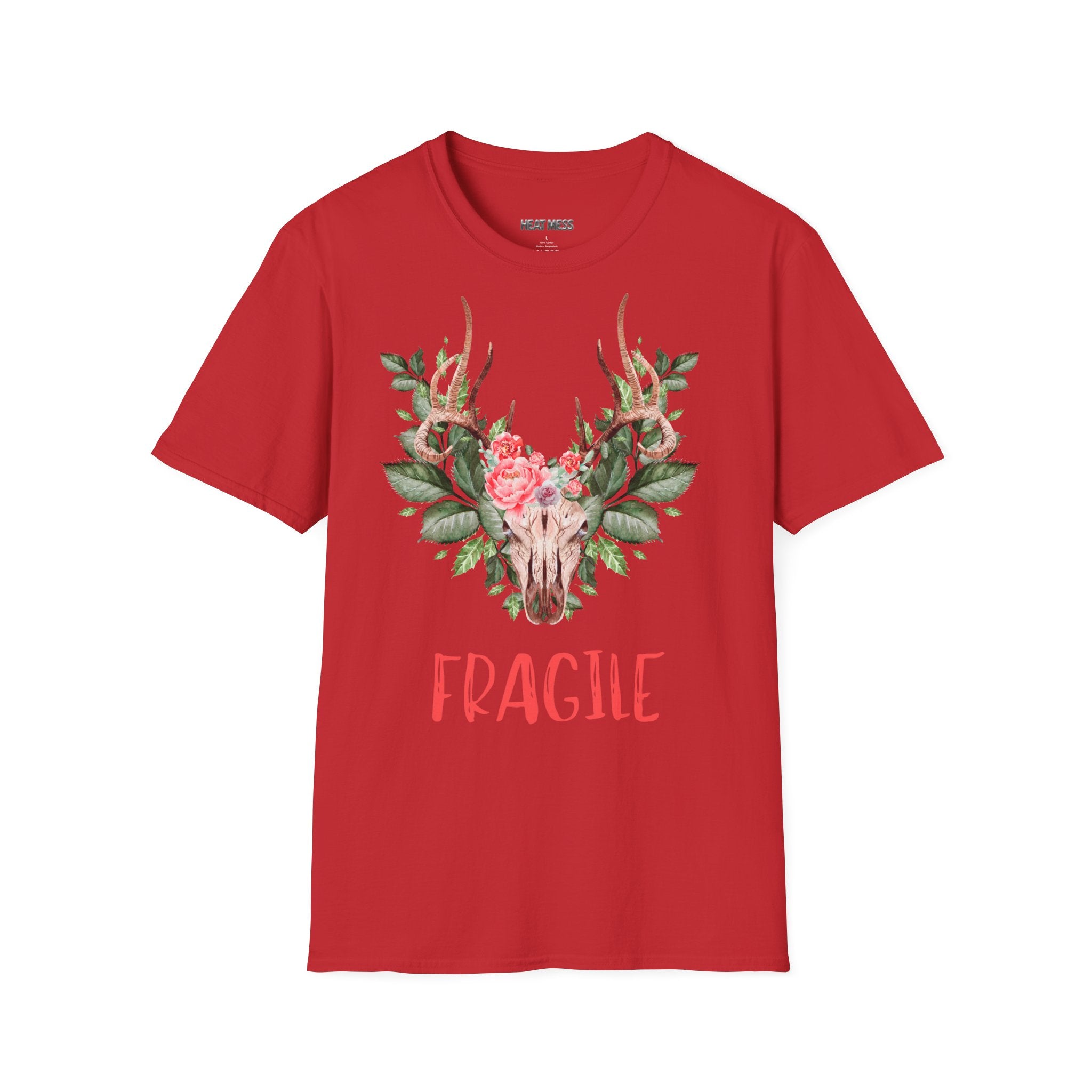 Floral Deer "Fragile" T‑Shirt - Heat Mess