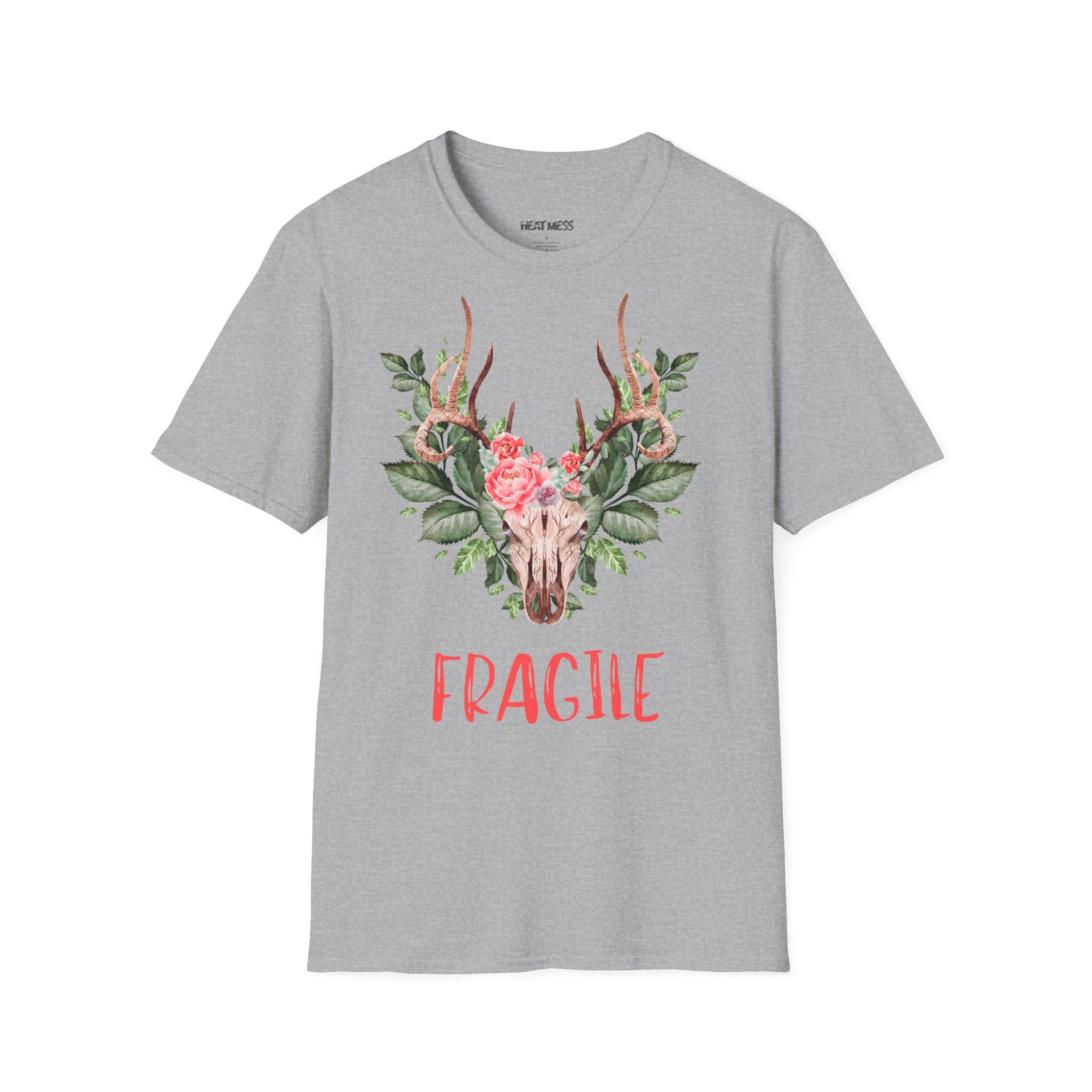Floral Deer "Fragile" T‑Shirt - Heat Mess