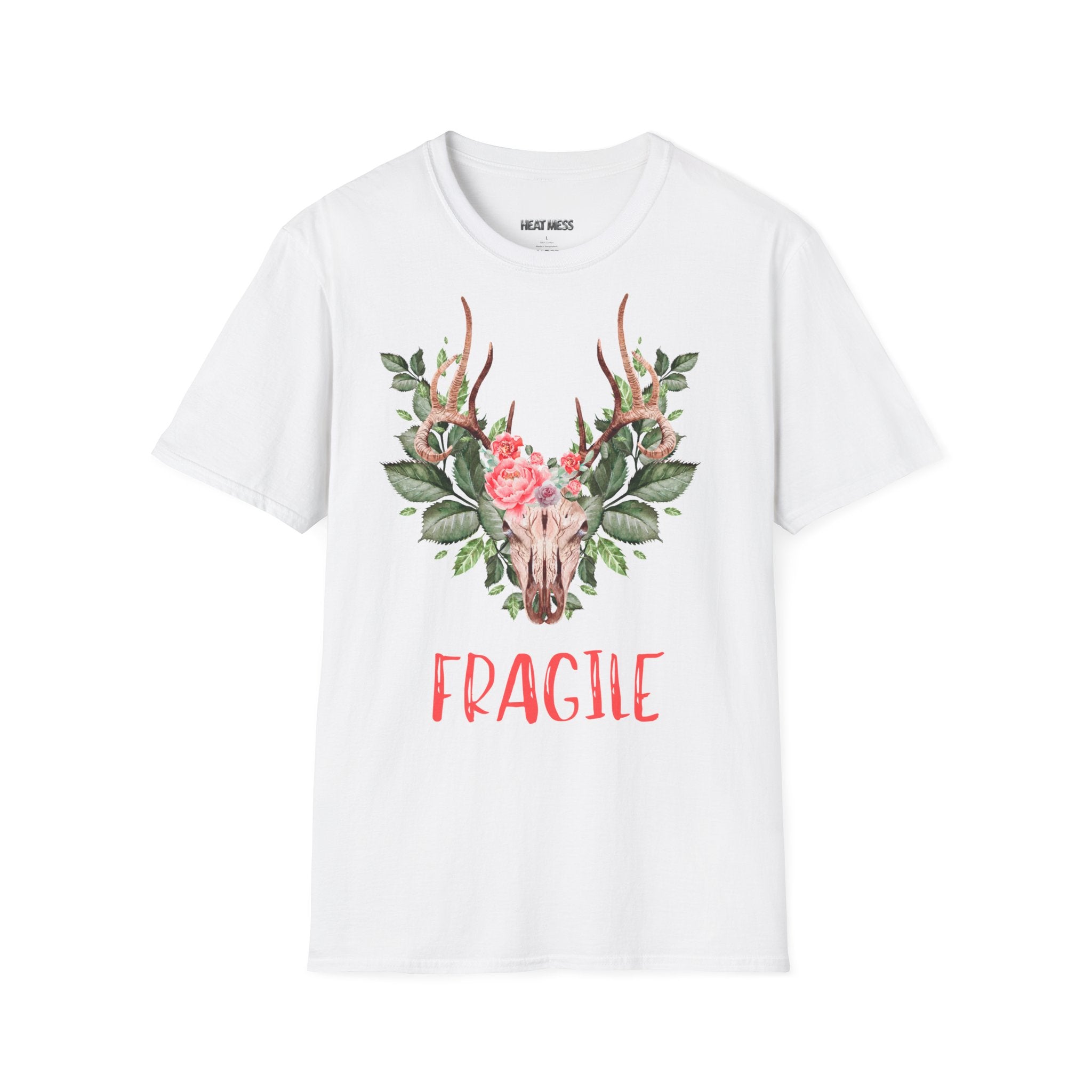 Floral Deer "Fragile" T‑Shirt - Heat Mess