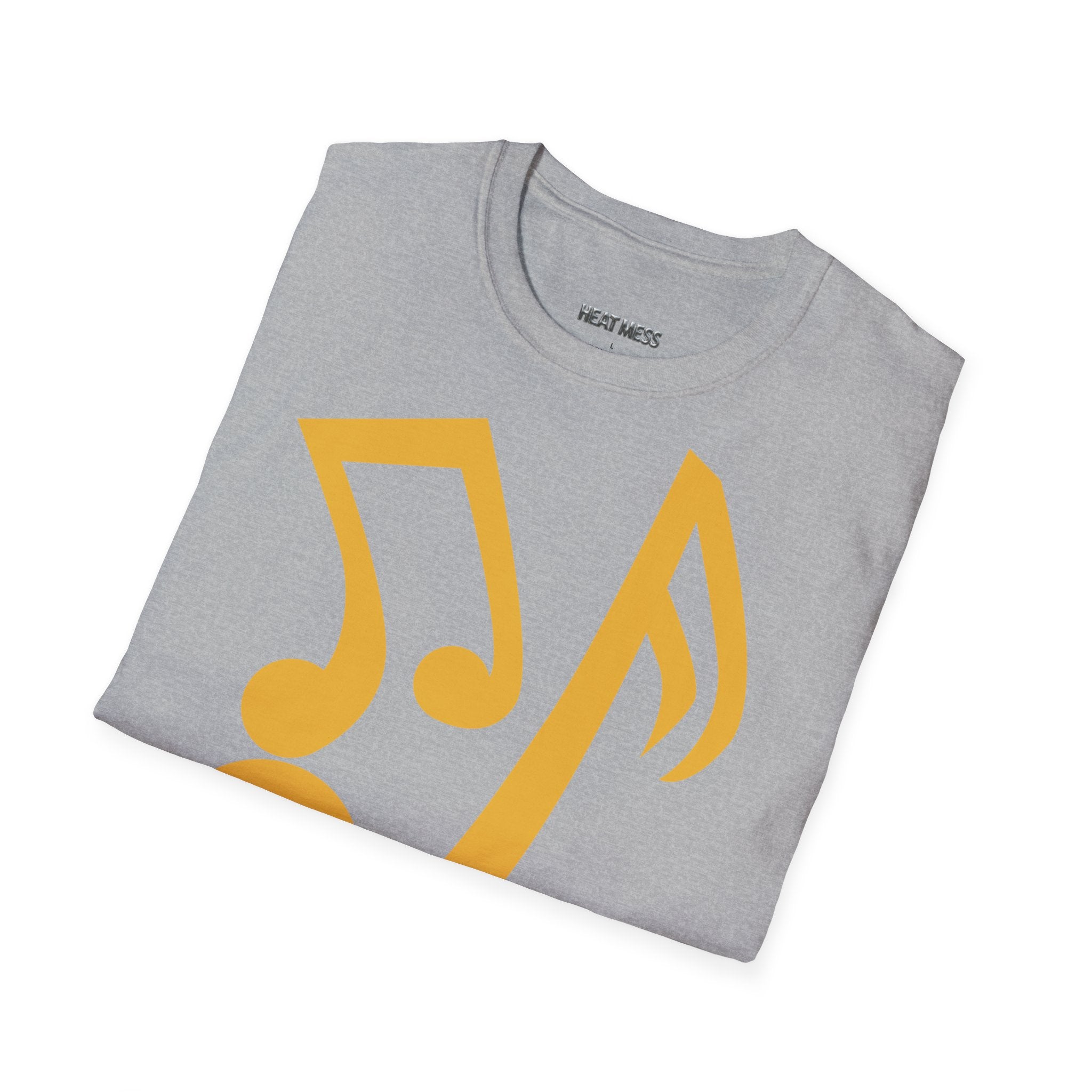 Music Notes Graphic T‑Shirt — Yellow Note Design, Casual Band & Music Lover Tee - Heat Mess