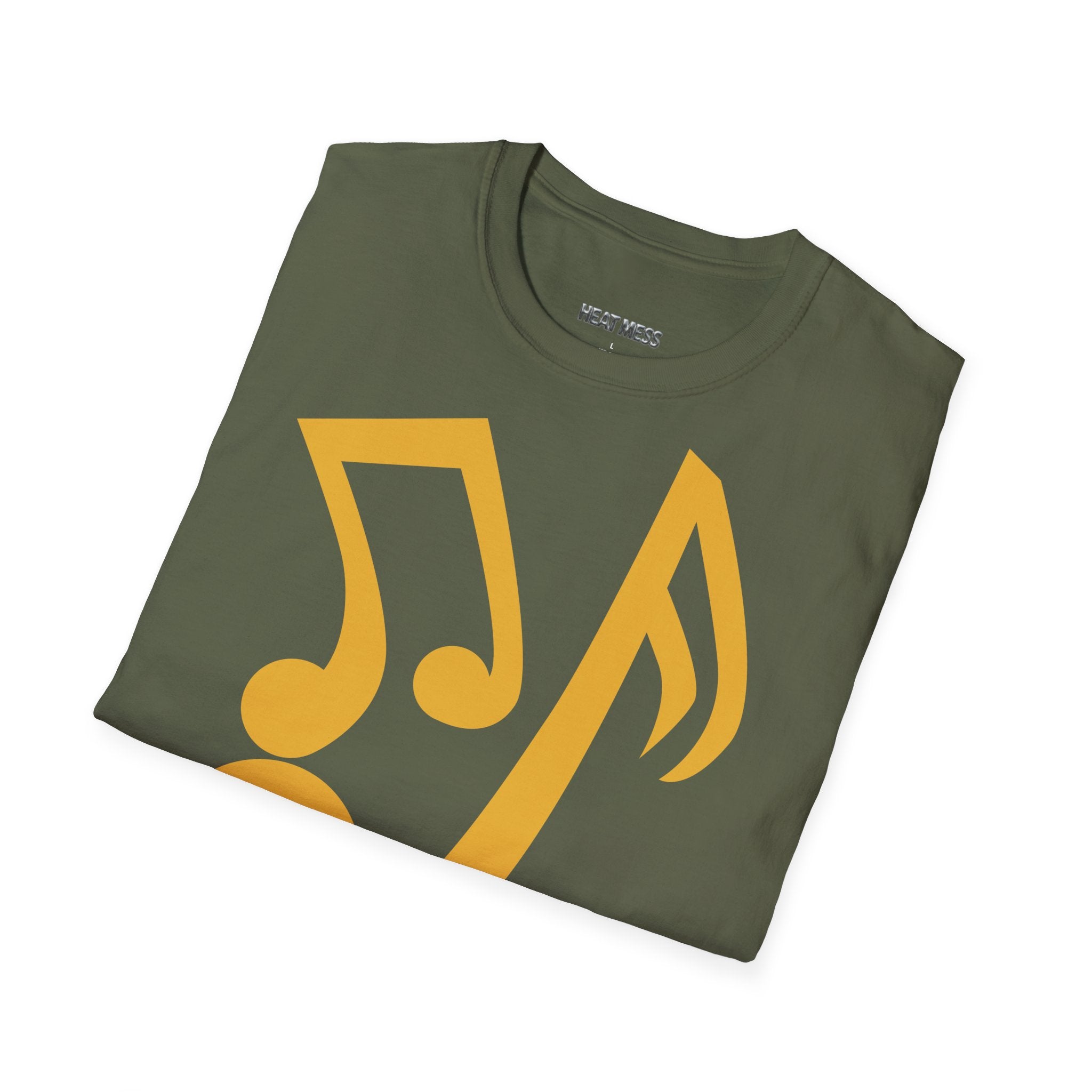 Music Notes Graphic T‑Shirt — Yellow Note Design, Casual Band & Music Lover Tee - Heat Mess