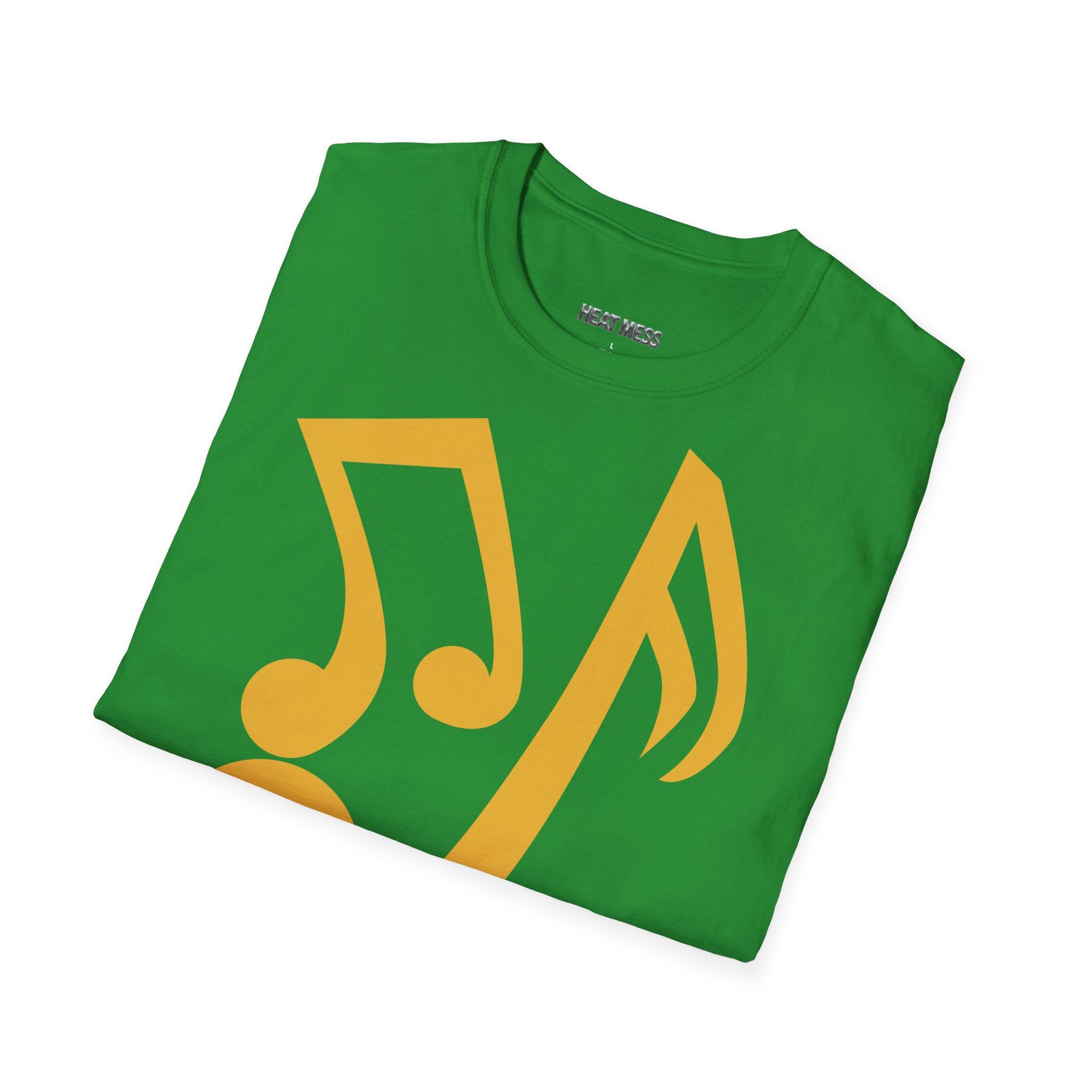 Music Notes Graphic T‑Shirt — Yellow Note Design, Casual Band & Music Lover Tee - Heat Mess