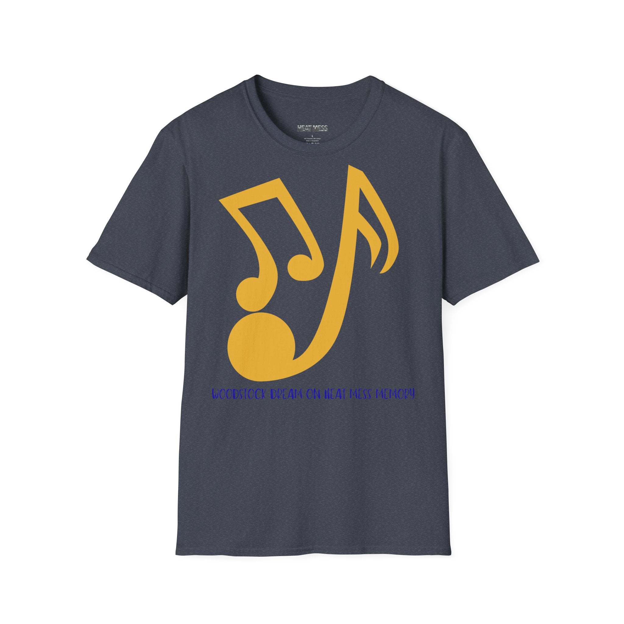 Music Notes Graphic T‑Shirt — Yellow Note Design, Casual Band & Music Lover Tee - Heat Mess